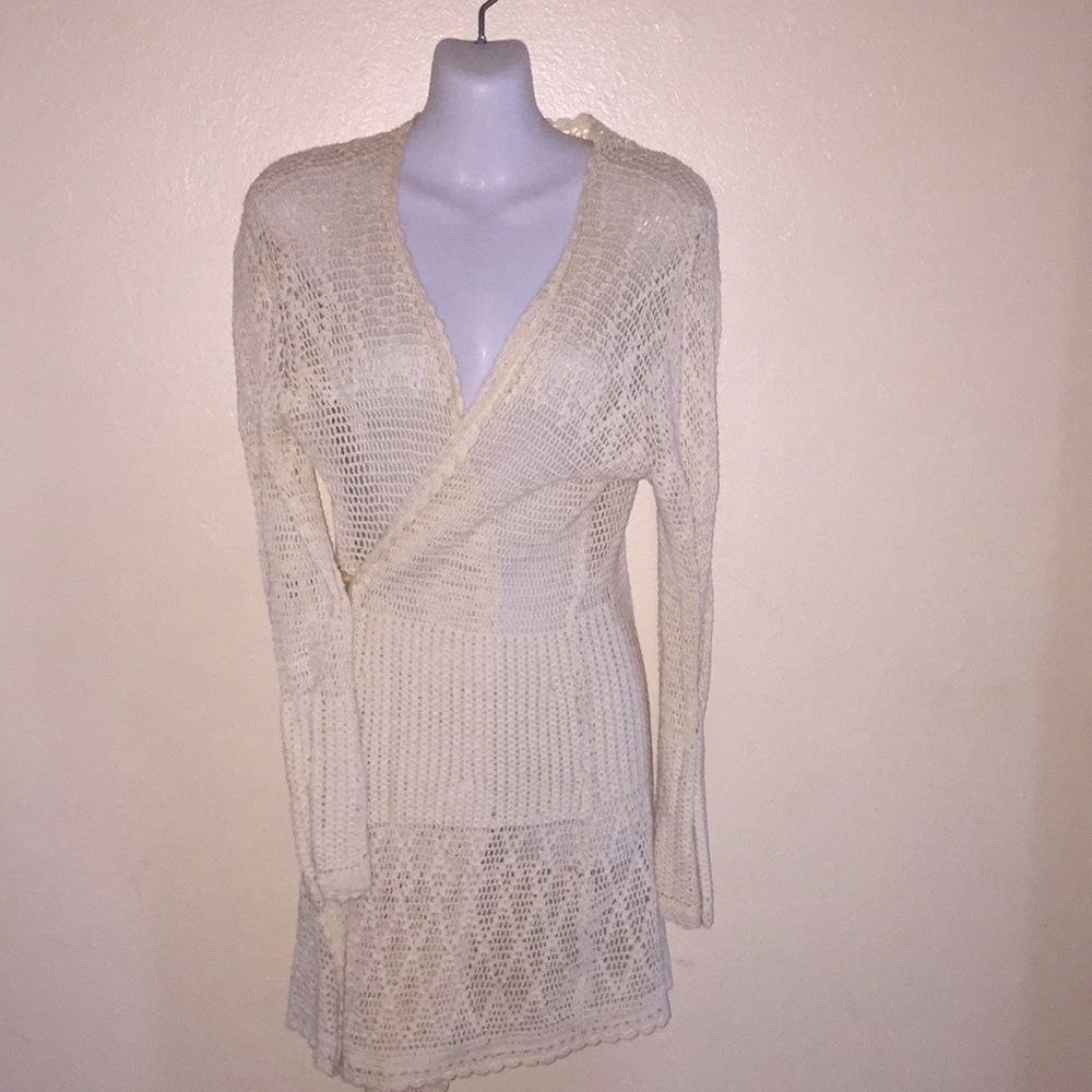 Donna Gray Crochet Cardigan/Beach Coverup